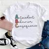 Cute and Fashionable Printed Holiday Clothing Short Sleeved Women's T-Shirt Watercolor Letter Pattern O-Neck Summer Top T-Shirt