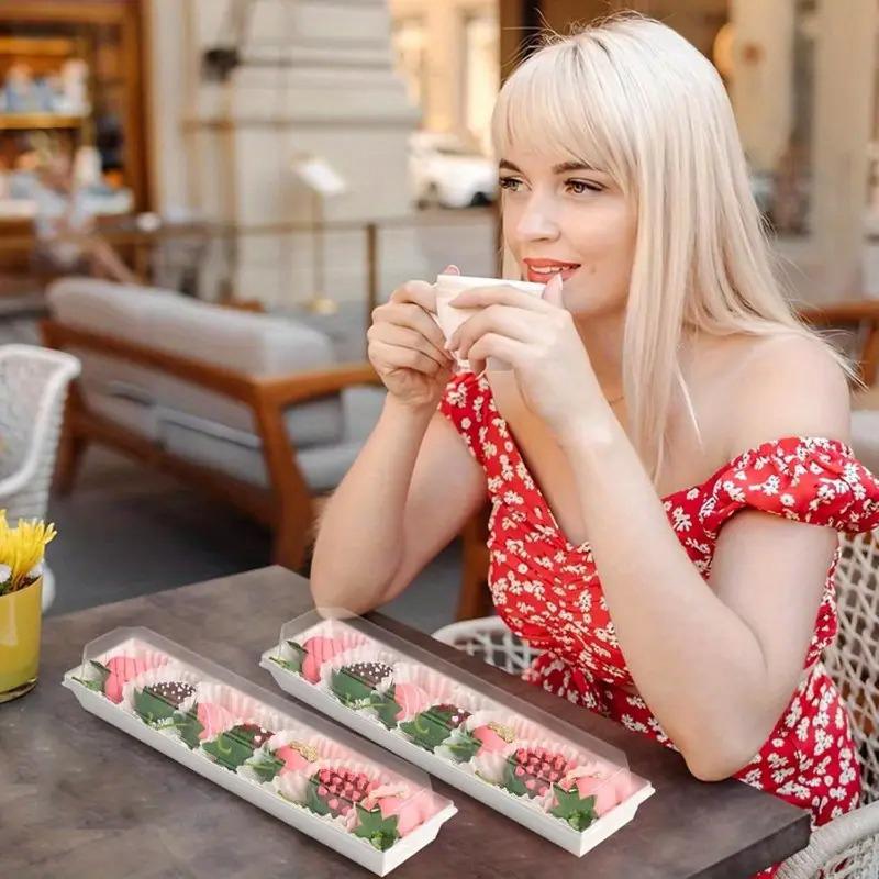 10/12/20/25/50pcs Cookie Boxes Party Supplies Cardboard For Packaging Chocolate Strawberries 25x5.3x5cm