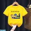 Cute Boys Girls Kawaii Sharking with Sharkdog Cartoon Print Children'S Tshirt Summer Baby Clothes White Short Sleeve Tops