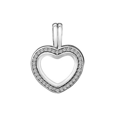 Otantik 925 Ayar Gümüş Köpüklü Yüzen Kalp Charms Avrupa Charm Bilezik DIY Boncuk Takı Yapımı için Uyar