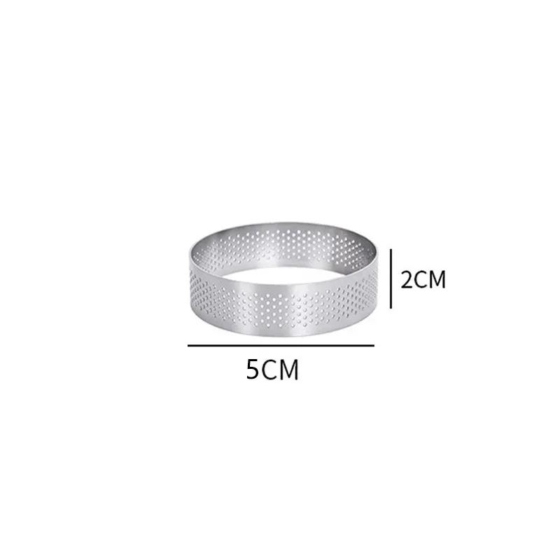 5-10cm Round Stainless Steel Tart Ring Heat-Resistant Perforated Molds DIY Fruit Pie Tartlet Doughnut Mold Kitchen Cake Tools