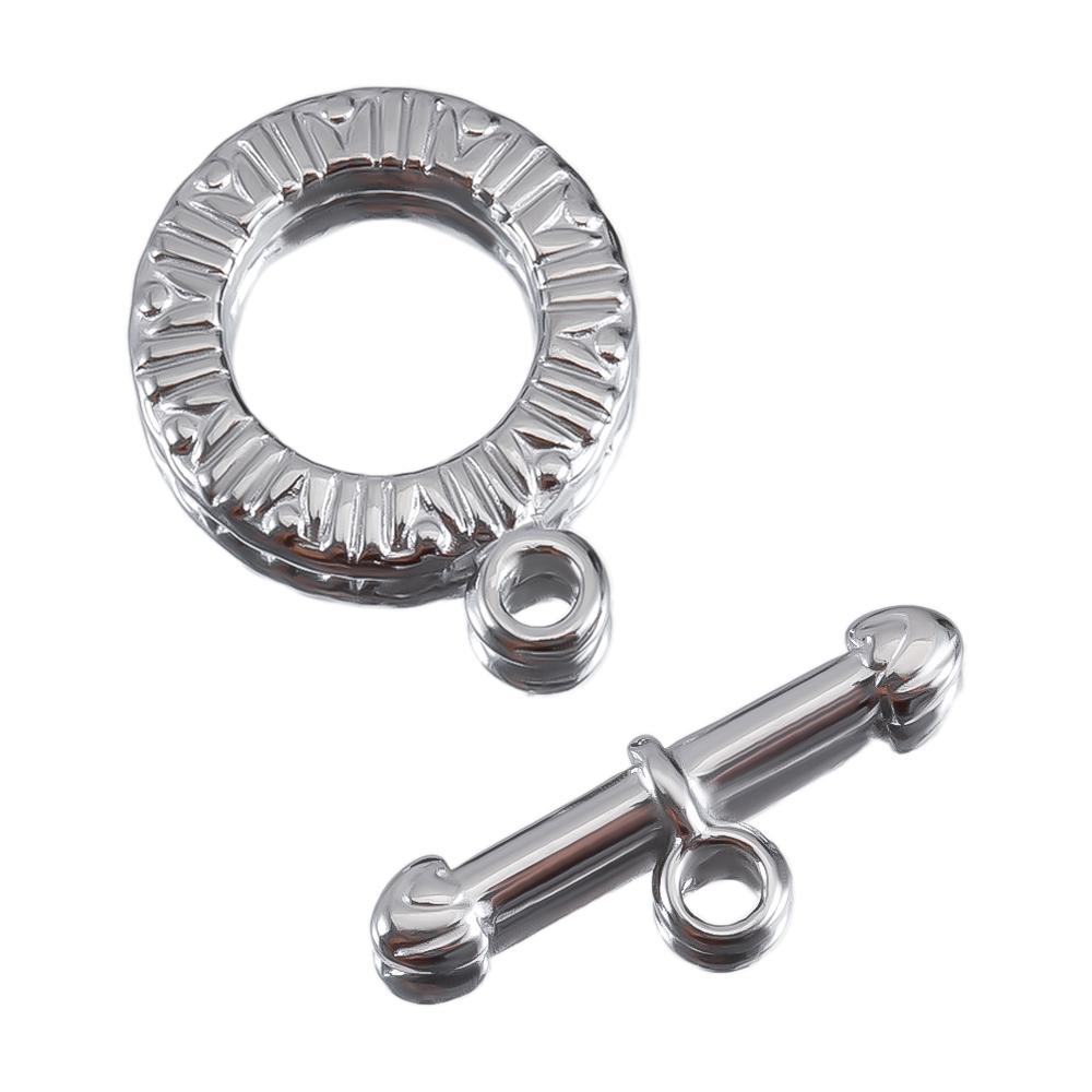 5sets Stainless Steel Floral Pattern OT Toggle Clasps Love Heart Necklace Bracelet Buckle Connectors Jewelry Making DIY Material