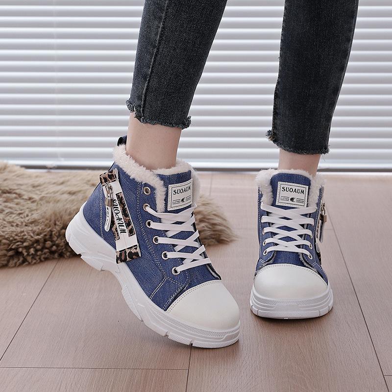 New Canvas High-top Women's Shoes, Breathable Thick-soled Height-increasing Casual Shoes, Martin Boots for Sports