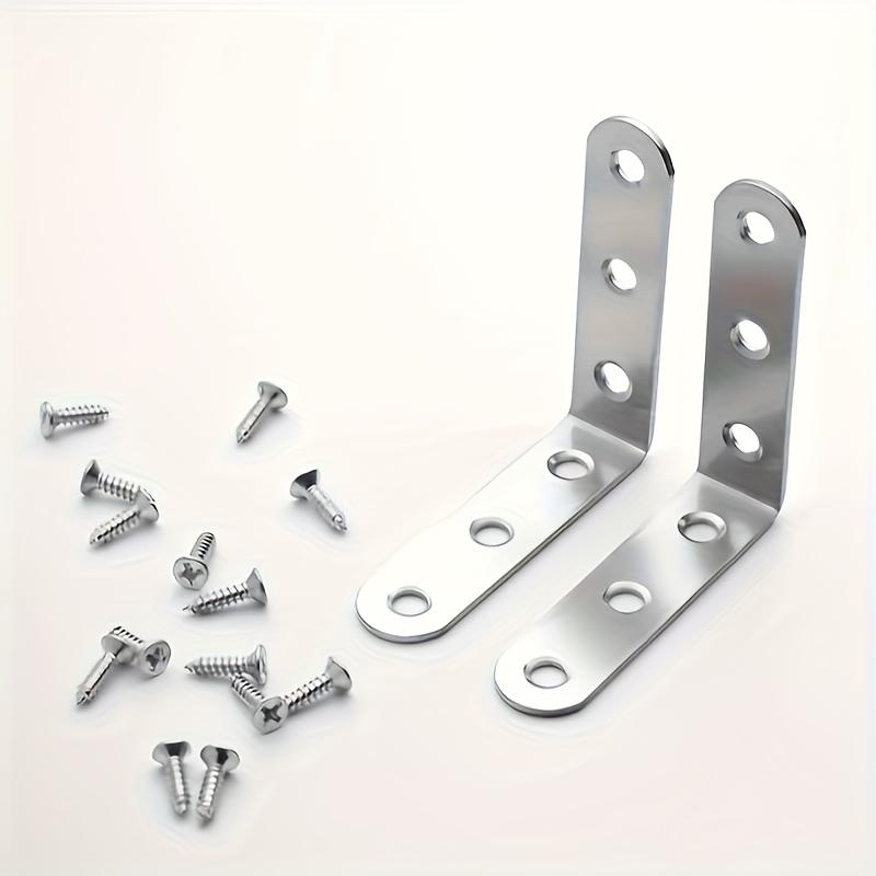 70 Pieces of 90-degree Right-angle Brackets, L-shaped Stainless Steel Fixing Parts for Supporting Furniture Connection Pieces