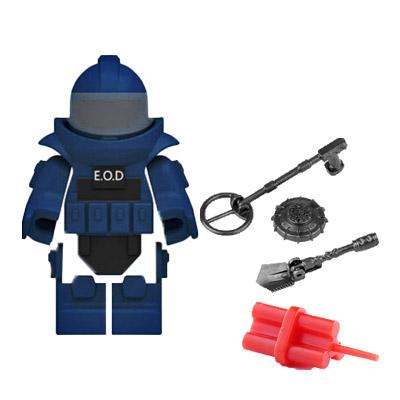 Military Building Blocks Figures Protective Bomb Disposal Suit EOD Special Forces Mine Detector Combination Bricks Toy Kids J019