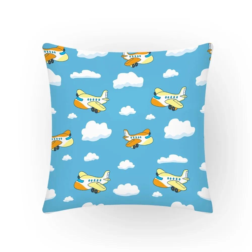 Bunter Innenraum Cartoon Flugzeug Druck Kunst Kissenbezug Heimdekoration Sofakissen Kissenbezug
