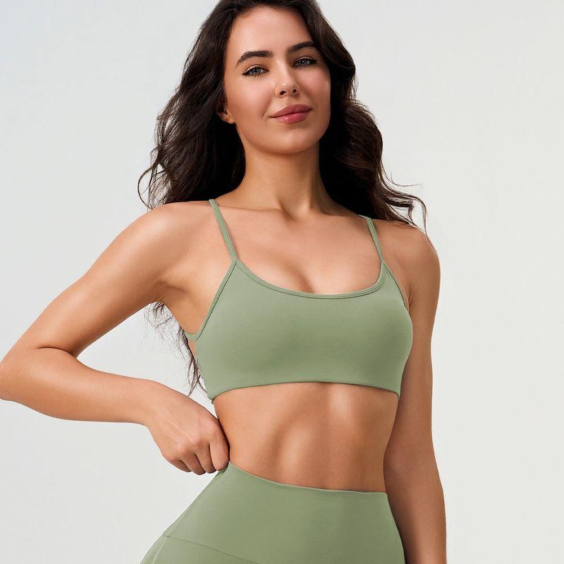 Fashion Nude Feel Beauty Back Yoga Bra Women's Spaghetti Strap Cross Sports Intimates Pilates Fitness Vest Bra