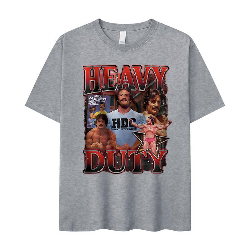 Heavy Duty Mike Mentzer Graphic T Shirt Bodybuilders Retro Fashion Short Sleeve T-shirts Men's Clothing Oversized Cotton T-shirt