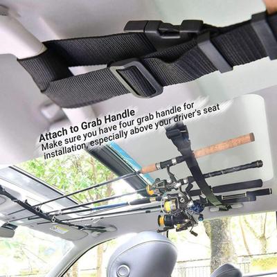 2Pcs Vehicle Fishing Rod Rack Holder Straps with Fastener Tape Adjustable Quick Release Car Fishing Pole Storage Carrier Belts