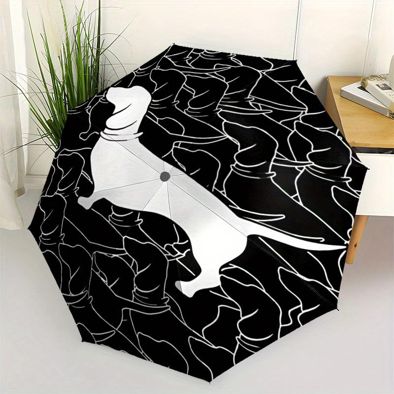 1 st Taxmönstrad Automatisk Öppna/Stänga Paraply med Enknapp, Vindtät Design Lätt Bärbart Paraply för Kvinnor & Män6063