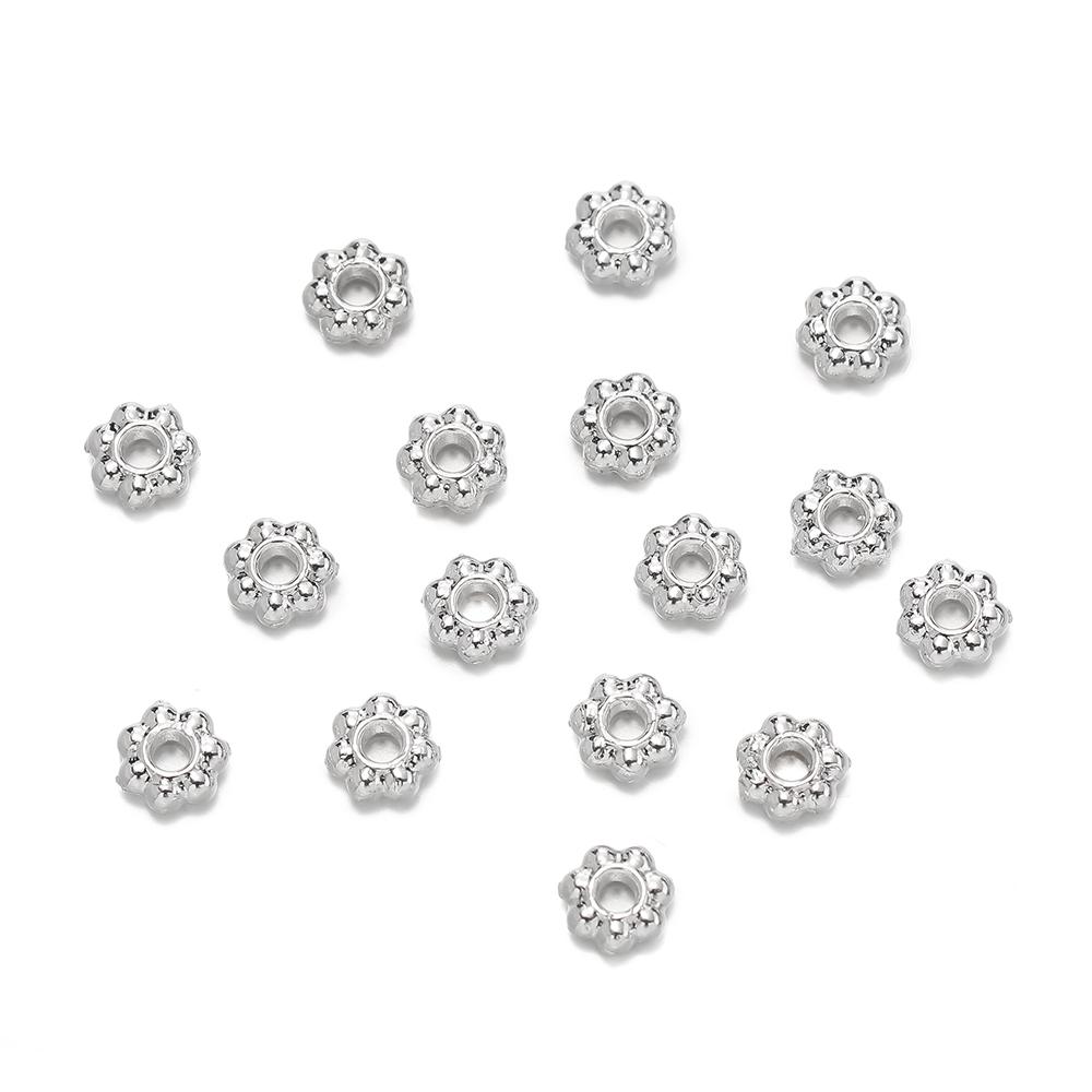 200 Stück 4/6mm Legierung Schneeflocken Perlen Blumen Abstandshalter Lose Perlen für DIY Armband Halskette Schmuckherstellung Zubehör Zubehör
