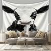 Closeup of a Cows Face Digital Printing Polyester Wall Tapestry Suitable for Use In Living Rooms Bedrooms Offices Bars Party