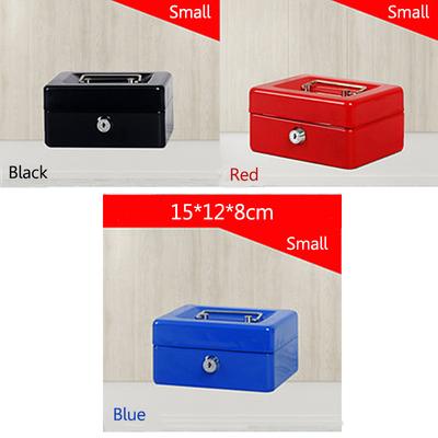 Metal Cash Box Money Steel Tin Security Petty Key Lockable 3 Sizes 3 Colour