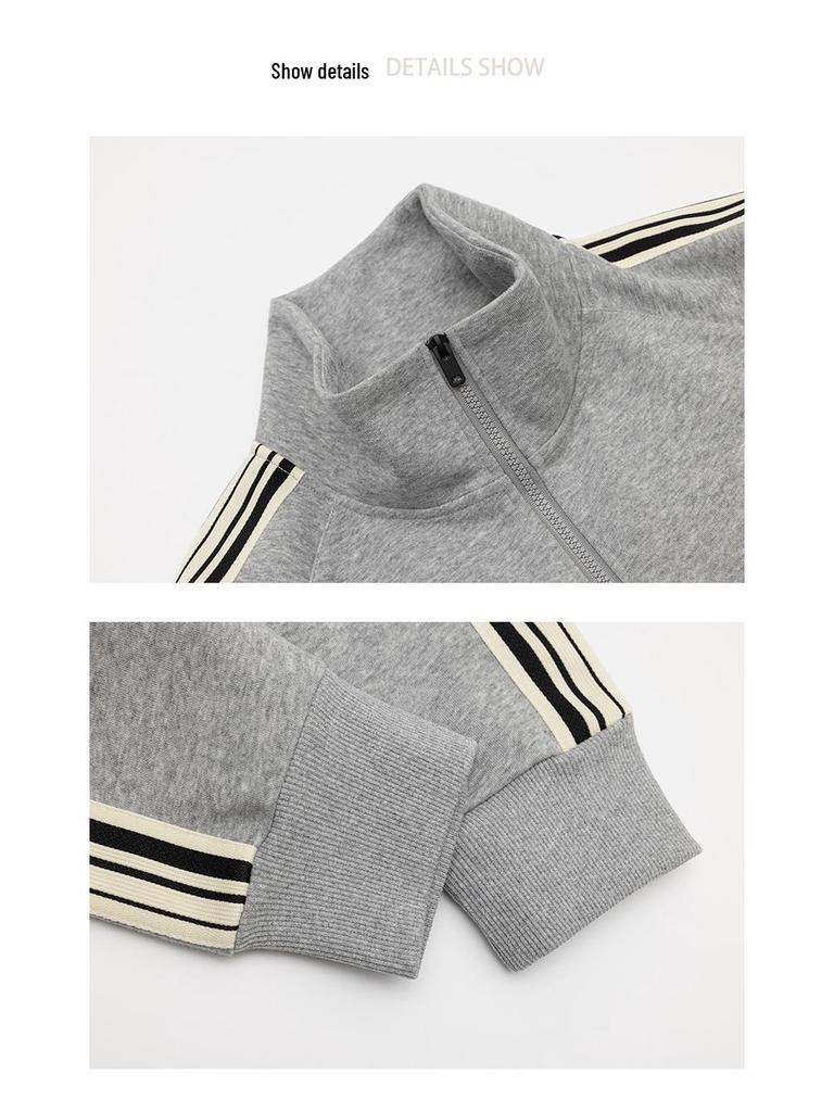 An Yang 2024 Men's Striped Stand Collar Jacket - Trendy Zipper Cardigan Hoodie