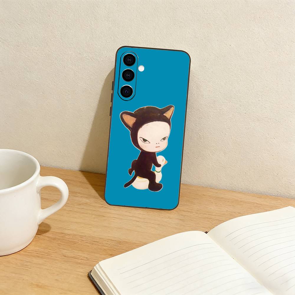 c-Cute Yoshitomo Nara Phone Case For Samsung Galaxy A73,A72,A71,A70,A53,A52,A51,Others Soft Black Cover