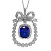 2023 New 925 Silver Necklace Sapphire 10 * 12 Pendant Women's European and American Heroes Set Live 2a Zircon Wedding Jewelry