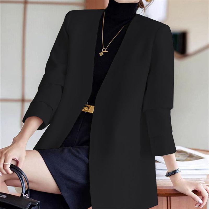 

Изящный и стильный пиджак фиолетового цвета для женщин в повседневном стиле на весну и осень XXL чёрный