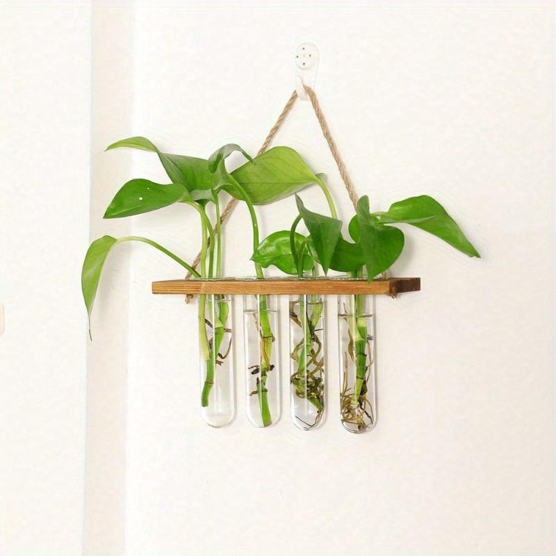 1pc Plant Propagation Tubes, 1/2/3 Tiered Wall Hanging Plant Terrarium with Wooden Stand Mini Test Tube Flower Vase Glass Planter for Hydroponic