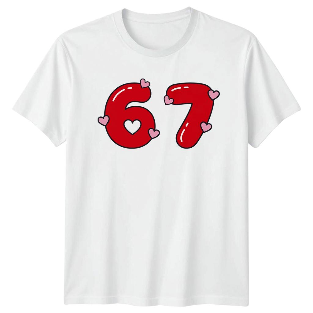 67 Birthday Love Hearts Cute TShirt 67th Anniversary Milestone Birthday