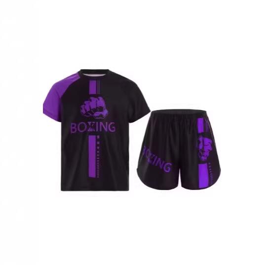 Kinder Muay Thai Boxen Sandwear Mode Bedrucktes Boxer Kurzarm T-Shirt Shorts Fitnessstudio Surfen Kurzarm Kopf