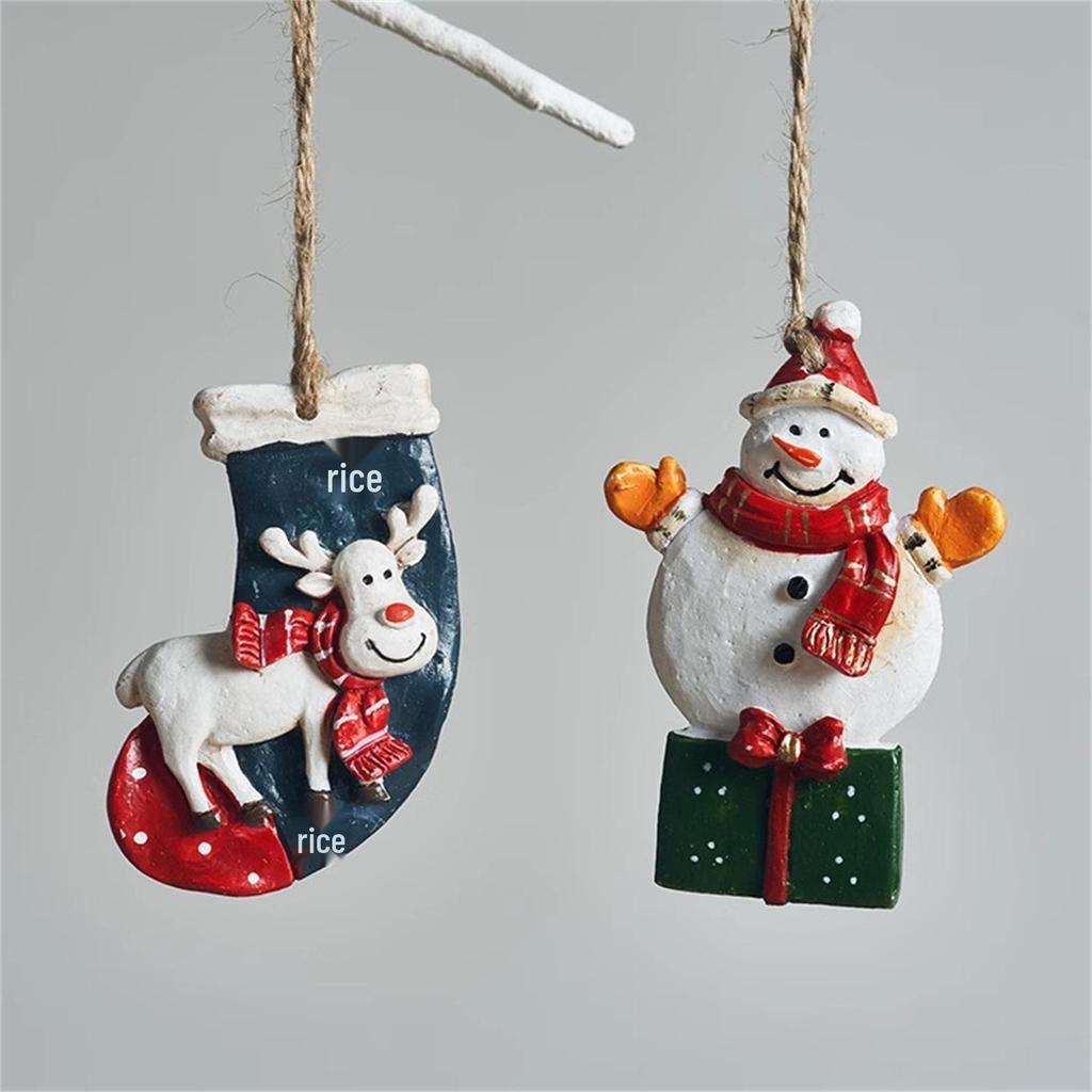 Small Snowman and Santa Claus Christmas Tree Hanging Ornaments for Home Decor