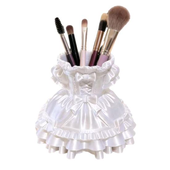 3D Printed Dress Shape Pen Holder, Cute Desk Organizer for Makeup Brushes Stationery, Creative Home Office Decor