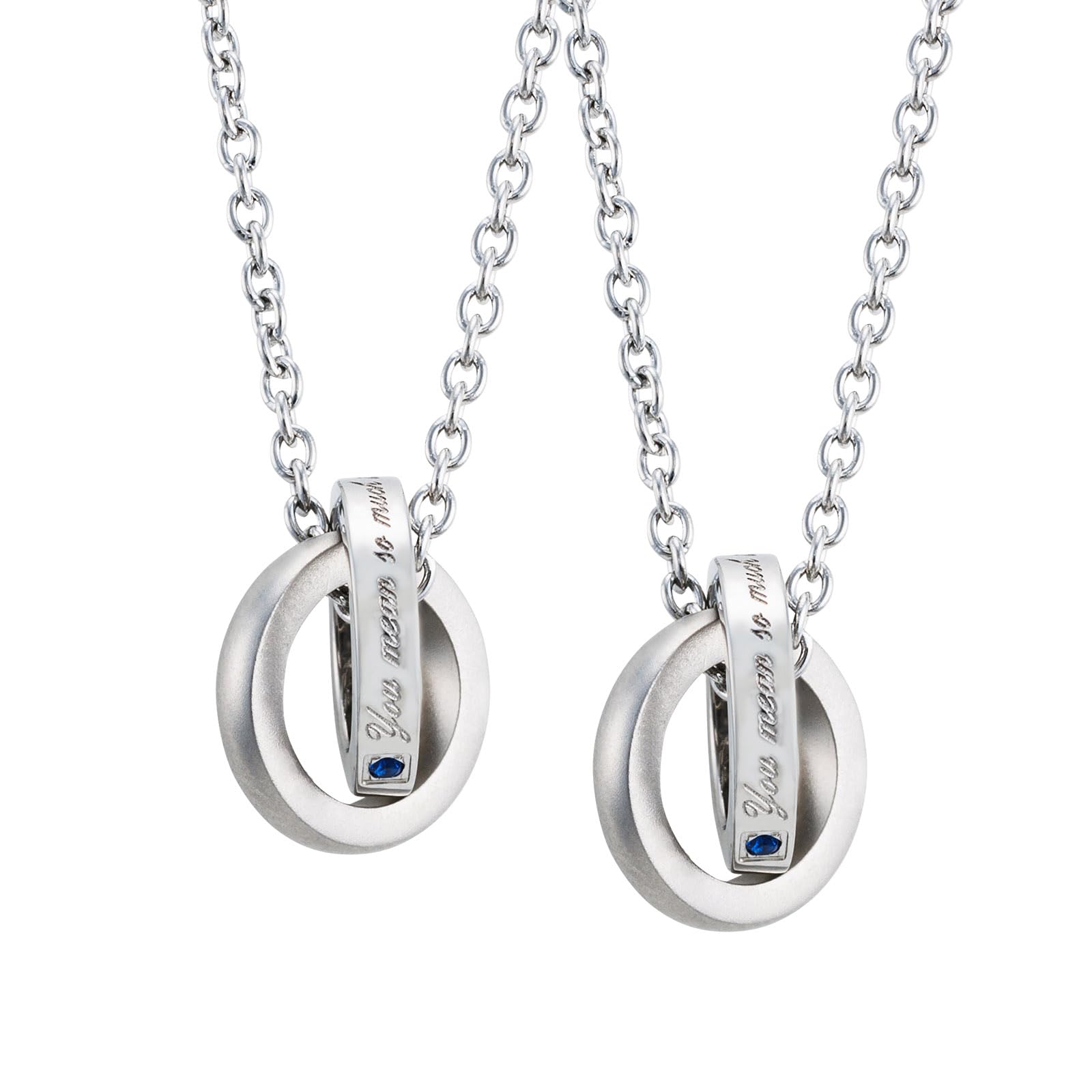 

Pair Necklace Set of 2 Surgical Stainless Steel 316L Cubic Zirconia Double Loop Matte Frosted Message [White Clover] 40cm/45cm 4SUP111SV&4SUP111SV срібний
