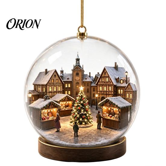 Festive Party Hanging Ornaments Christmas Crystal Ball Style Pendant with Rope, 2D Flat Acrylic Holiday Decorations Ornament for Tree Decoration