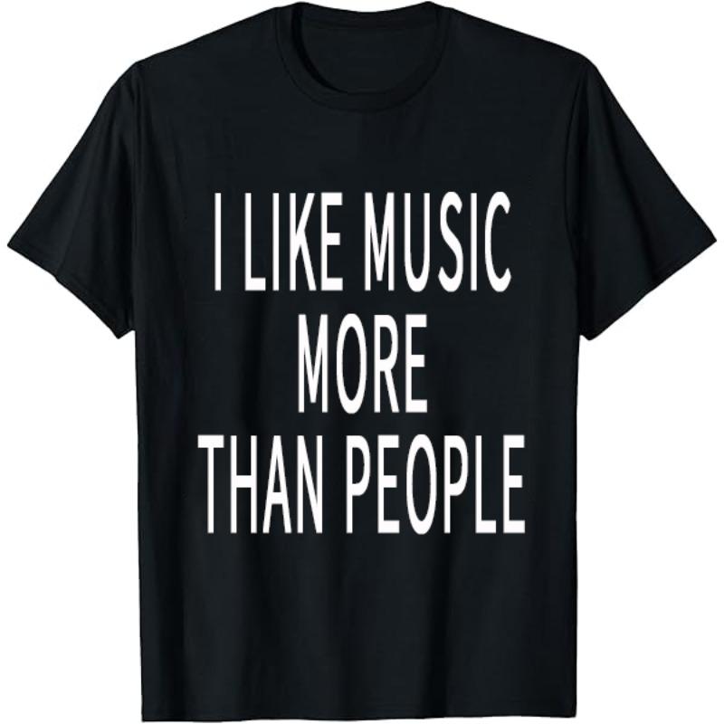 2026 New Mens Vintage I Like Music More Than People Letter T Shirt Unisex Women Tee Casual Streetwear Harajuku Summer Cotton