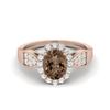 8X6mm Oval Smoky Quartz 925 Sterling Silver Rose Vermeil Solitaire Accents Women Engagement Ring