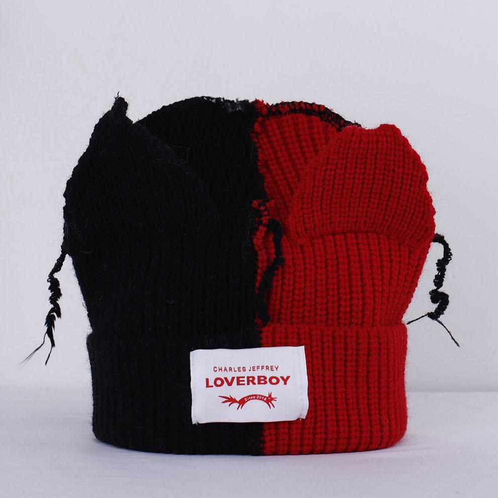 New Handmade Crocheted Ice Strip Mixed Color Cat Ear Braid Hat Adult Pullover Hat