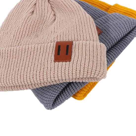 Knit Winter Hat Solid Color Fleece Lined Men Women Brimless Hat Cold Weather Outdoor Activities Breathable Hat