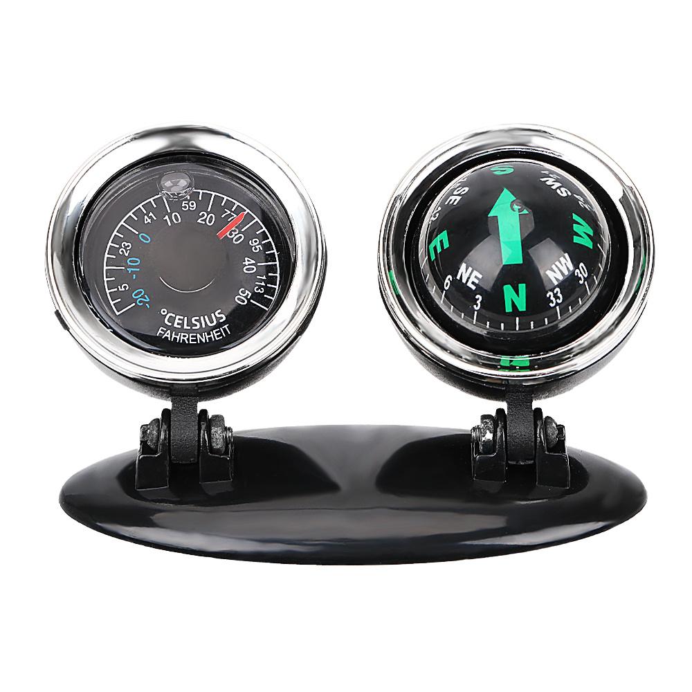 1PC Car Ornaments Compass Thermometer, Guide Ball Dashboard Meters Gauge Decorative, Truck Automobile Accessories