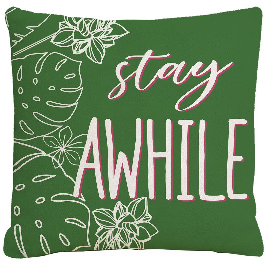 New Flower and Bird Pillow Case Green Leaf Cushion Cover Living Room Home Decoration Pillow