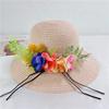 Pastoral flowers straw hat women summer sunscreen sunshade bucket hat travel seaside beach basin hat foldable
