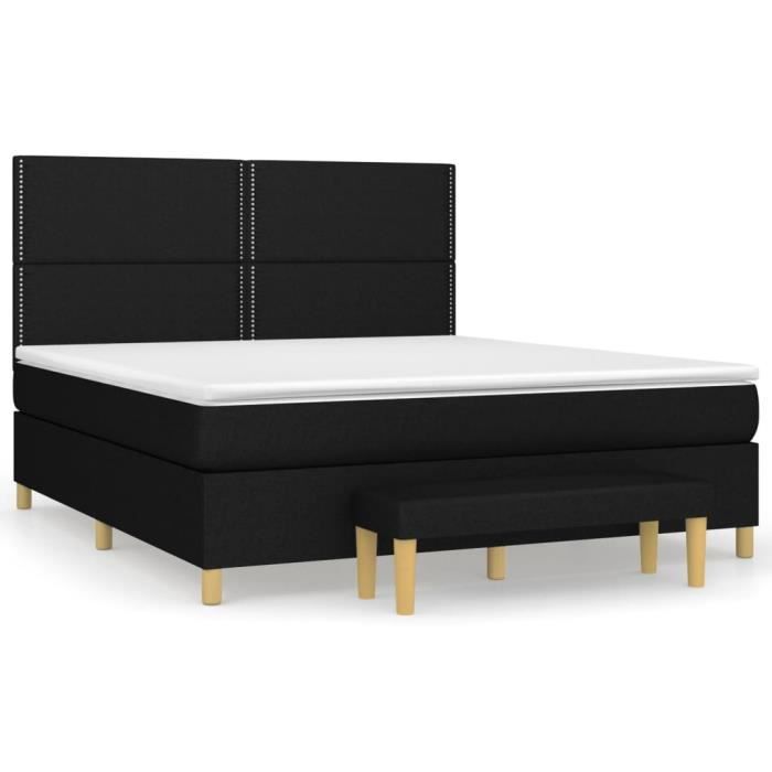 3137087 vidaXL Divan-lit Tapissier Avec Matelas Noir 160x200 Cm Tissu