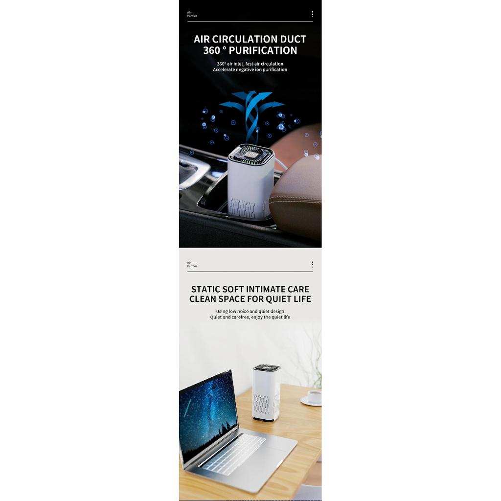 Portable Electric Desktop Air Purifier For Cars Small Households Negative Ion Odor Formaldehyde Mini Usb Hepa Ionic Air Purifier