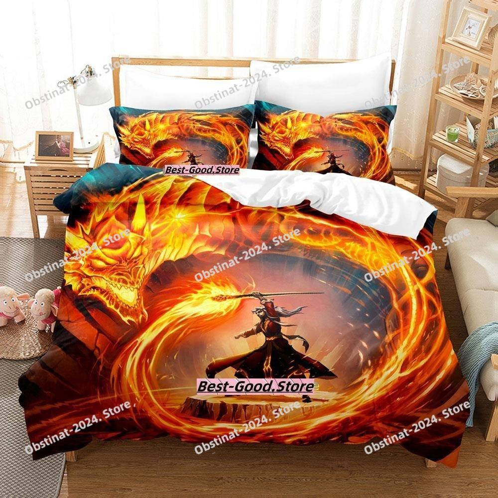 2023 Game Hearthstone Heroes Of Warcraft Bedding Set Cartoon Anime three-piece Set Teenager Bedroom Duvetcover Sets