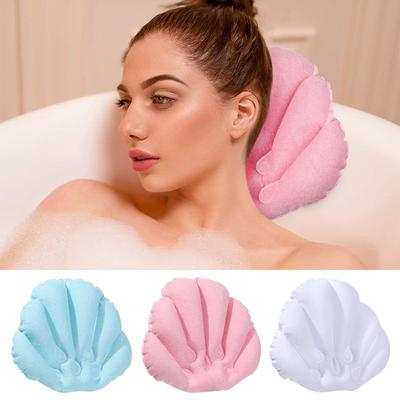 Soft Inflatable Terry Cloth Bath Pillow Spa Cushion Pillow Bathtub