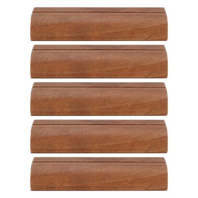 5 pezzi Porta biglietti da visita in legno Espositore per foto Morsetto per appunti Forniture per ufficio(Colore scuro )