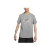 Jordan Hand-Painted Rose and Letter Print Crew Neck Short Sleeve T-Shirt Men Tops Gray DQ7391-091