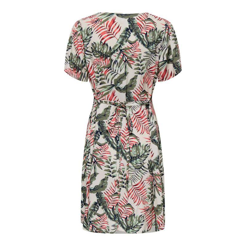 Robe manches courtes selina col v imprimé plantes Femme ONLY