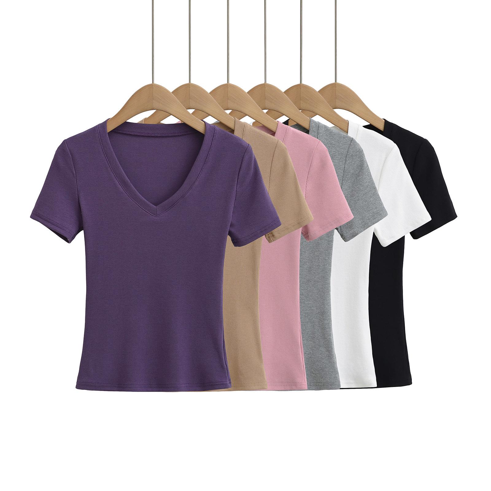 

Spicy Girl Deep V-Neck Ribbed Slimming Top - Spring/Summer 2025 Medium чёрный