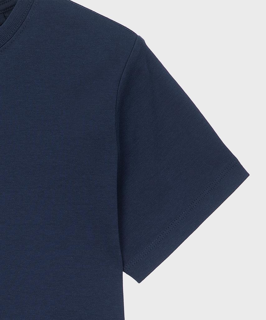 BASIC HOUSE Women'S Round Cropped Short Sleeve T-Shirt Navy Lats0202
