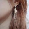 Leaf Feather Fringed Earrings Temperament Show Face Thin Full Diamond Leaf Earrings Light Luxury High Sense