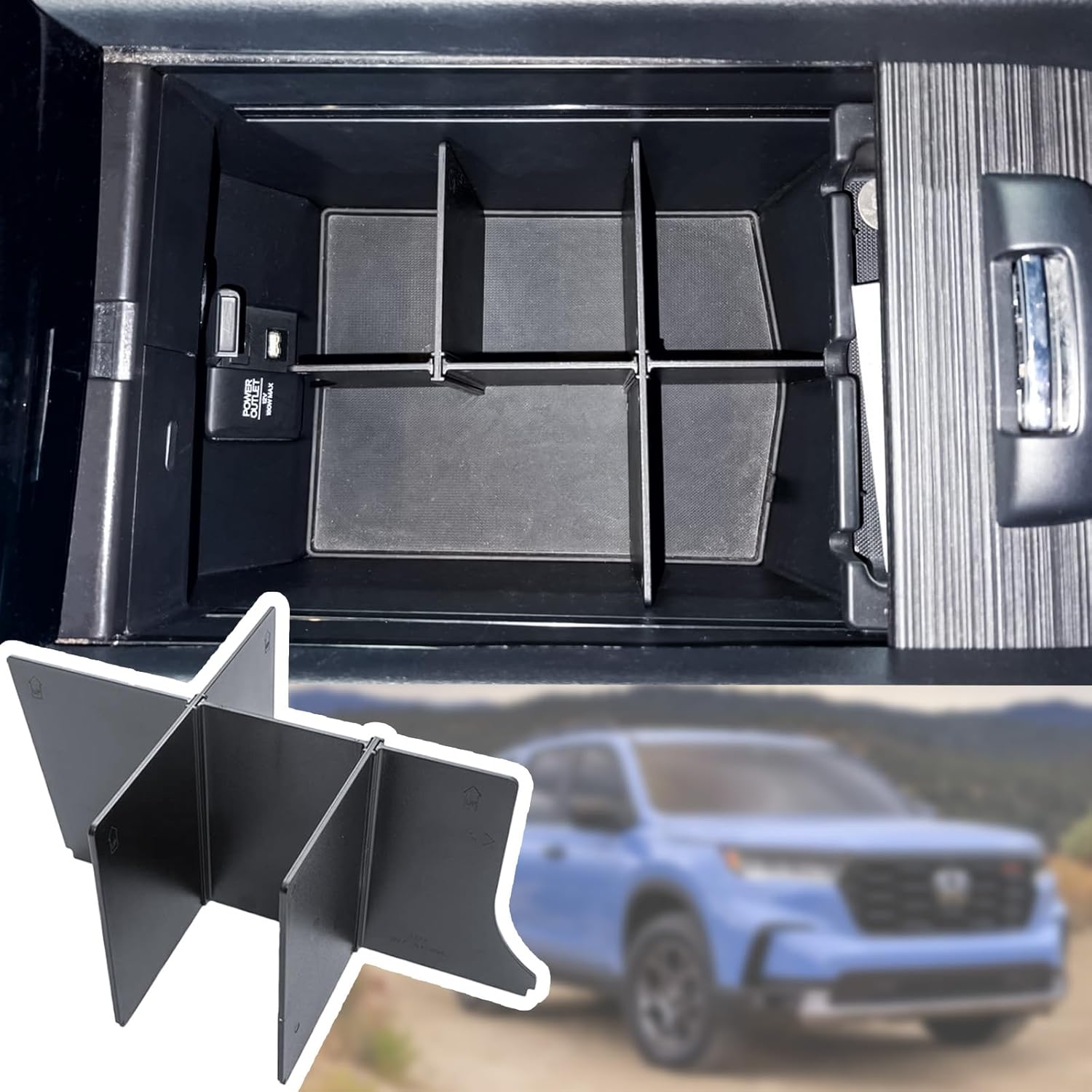 TACOBRO Center Console Dividers Compatible With Honda Pilot 2016- / Ridgeline 2017- / Passport - Accessories, Interior Armrest Ert Underseat Storage