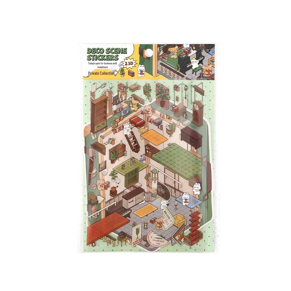 Infeel.Me Sixth Edition 2.5D PET Scenery Cartoon Sticker Set for Students
