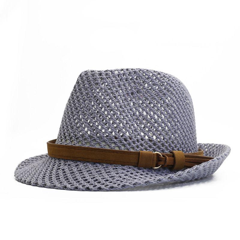 Hat Men's Summer Sunshade Jazz Top Hat Hand Woven Casual Couple Hollow Belt British Straw Hat