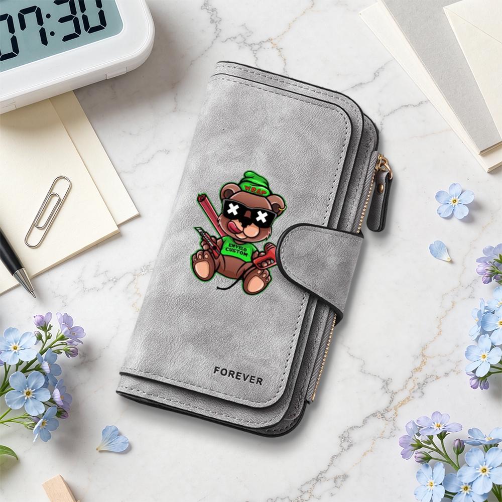 Cool Bear Pattern Long Wallet Fashion Multi Card Slot Portable Purse