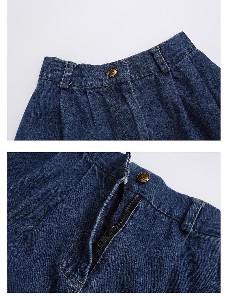 Jesienny szyk Zestaw dwuczęściowy kurtka dżinsowa w stylu koreańskim i spódnica midi